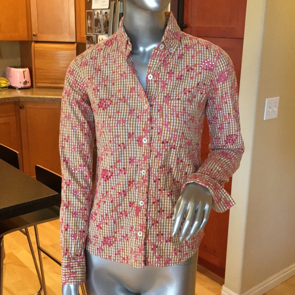 Odille Eyelet lace button up long sleeve s…